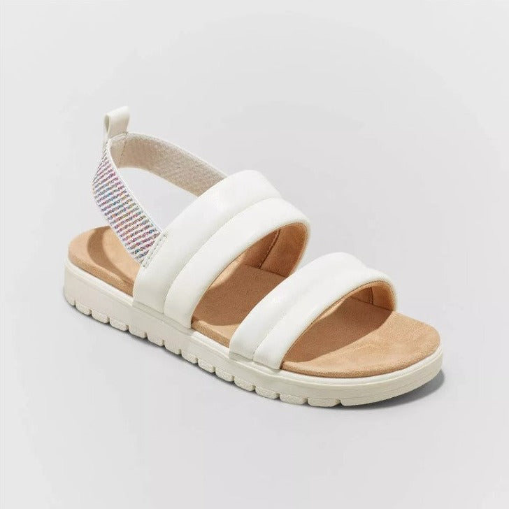Girls' Hazel Slip-On Pull-On Footbed Sandals - Cat & Jack (White and Purple)