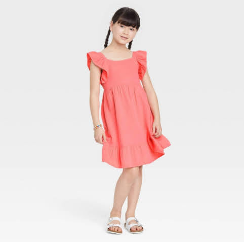 Girls' Gauze Flutter Sleeve Dress - Cat & Jack