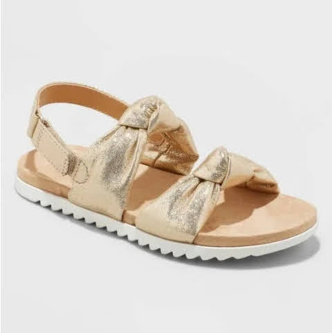 Girls' Elena Metallic Footbed Sandals - Cat & Jack Gold