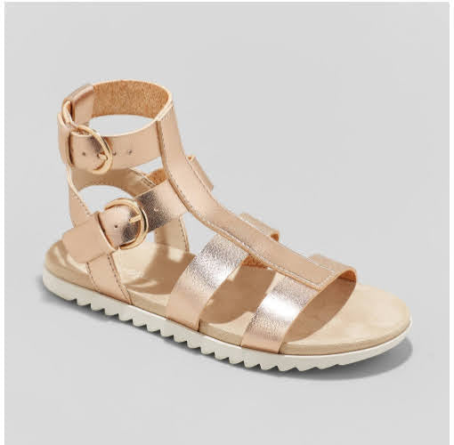 Girls' Ellie Gladiator Sandals - Cat & Jack Cognac & Rose Gold
