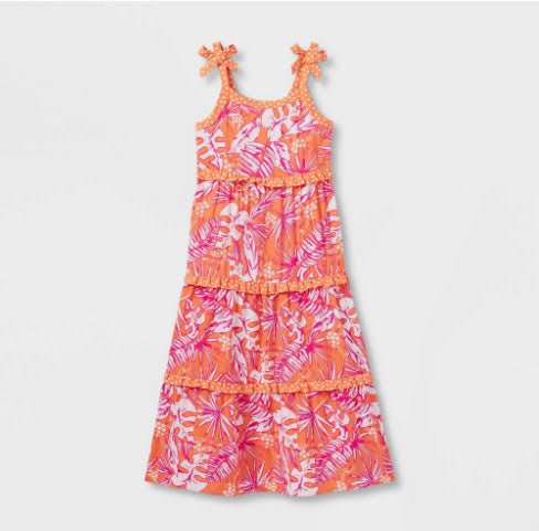 Girl' Leevele Mixed Media Tiered Maxi Dre - Cat & Jack™ Orange