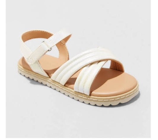 Toddler Girls' Chloe Ankle Strap Sandals - Cat & Jack White & Green