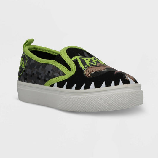 Toddler Boys' Jurassic World Twin Gore Slip-On Sneakers - Black/Lime Green