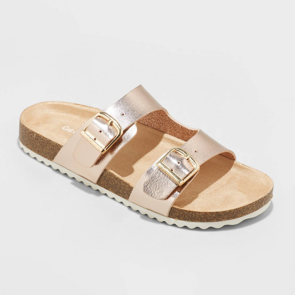 Kids' Drew Slip-On Footbed Sandals - Cat & Jack (White, Brown, Rose Gold, Gray Camo and Tan) )