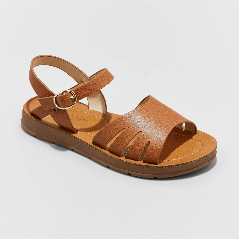 Girls' Lillian Rainbow Print Ankle Strap Sandals - Cat & Jack (Rainbow, Cognac and White)