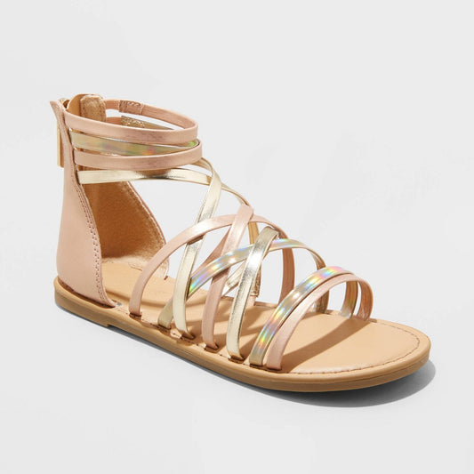 Girls' Dion Metallic Gladiator  Sandals - Cat & Jack Rose Gold