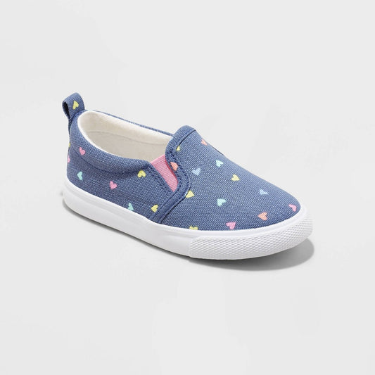 Toddler Girls' Alexus Heart Print Slip-On Apparel Sneakers - Cat & Jack Navy