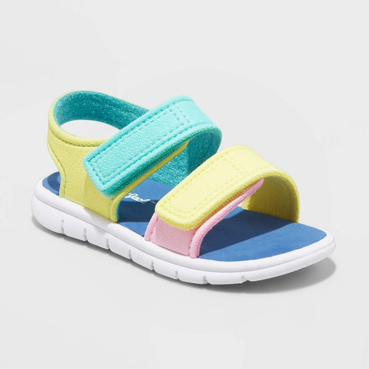 Toddler Tate Rainbow Print Ankle Strap Sandals - Cat & Jack Yellow & Blue Multi