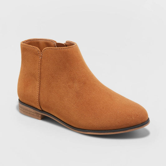 Girls' Opal Zipper Booties - Cat & Jack (Cognac & Black)