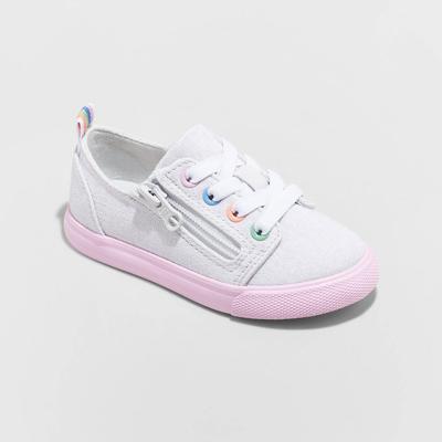 Toddler Girls' Luka Double Zipper Sneakers - Cat & Jack Silver