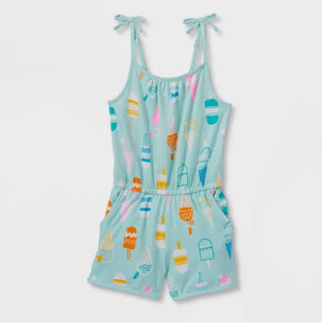 Girls' Sleeveless Printed Knit Romper - Cat & Jack
