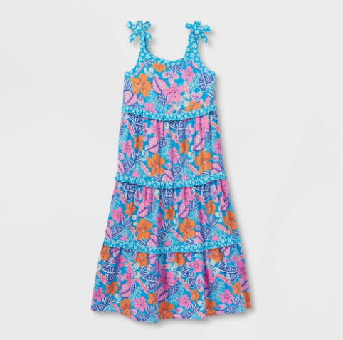 Girls' Sleeveless Mixed Media Tiered Maxi Dress - Cat & Jack