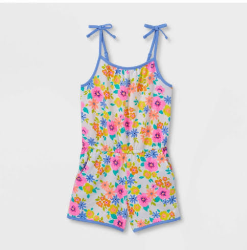 Girls' Sleeveless Printed Knit Romper - Cat & Jack