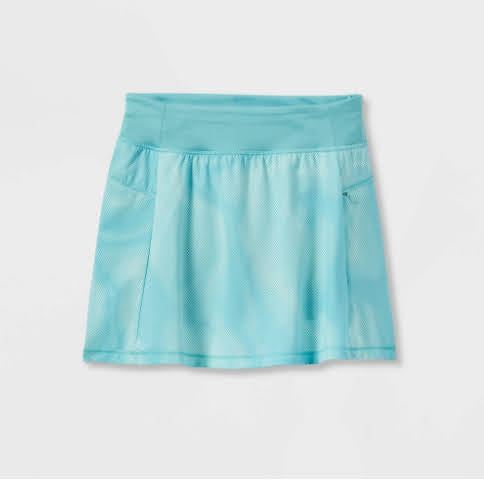 Girls' Stretch Woven Performance Skorts - All in Motion (Green & Orange)