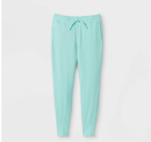 Girs' Cozy Ightweight Feece Jogger Pants - all in Motion (White and Green)